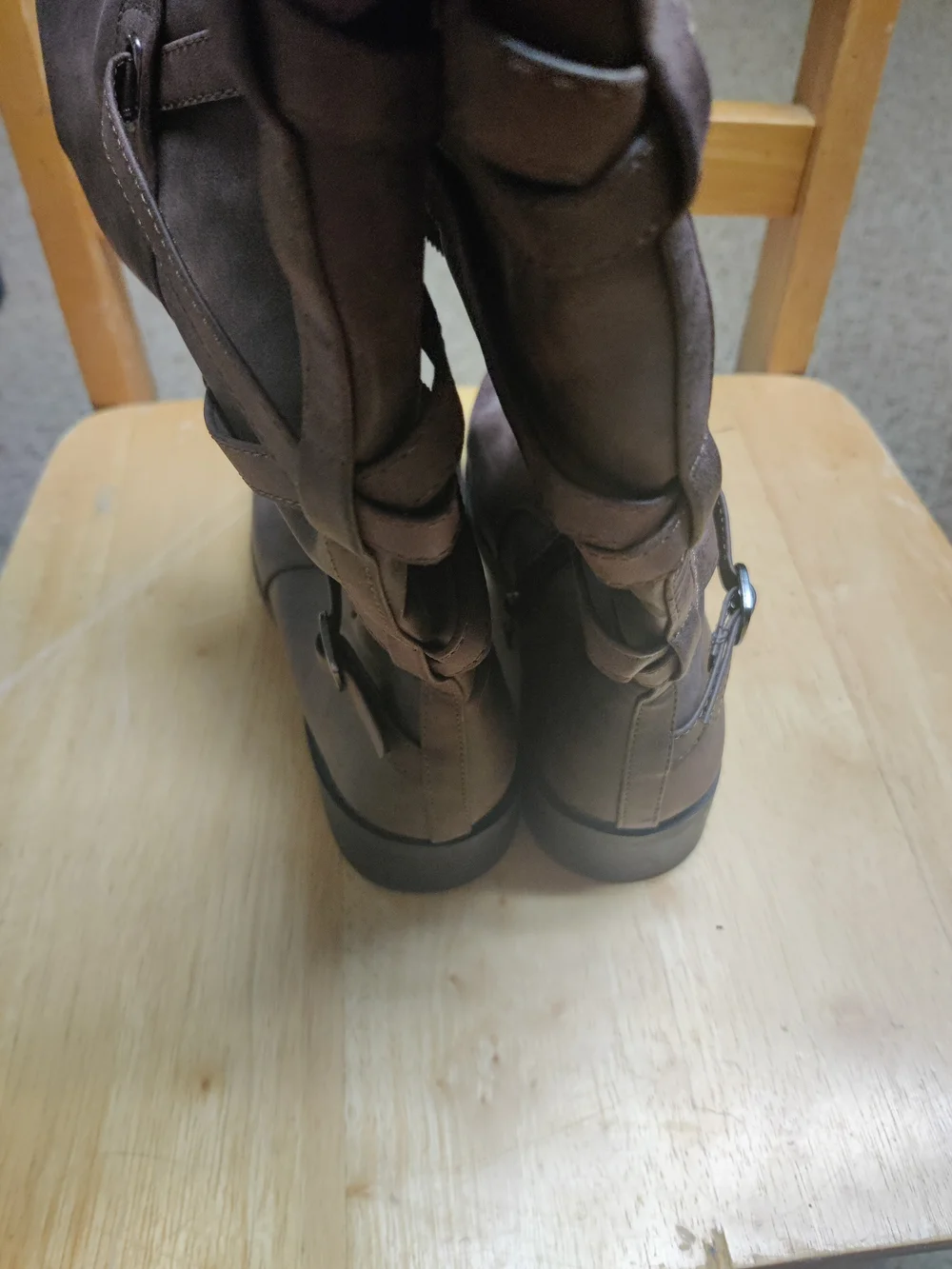 Journee Collection Brown Mid-Calf Buckle  Braided Boots Size 8.5